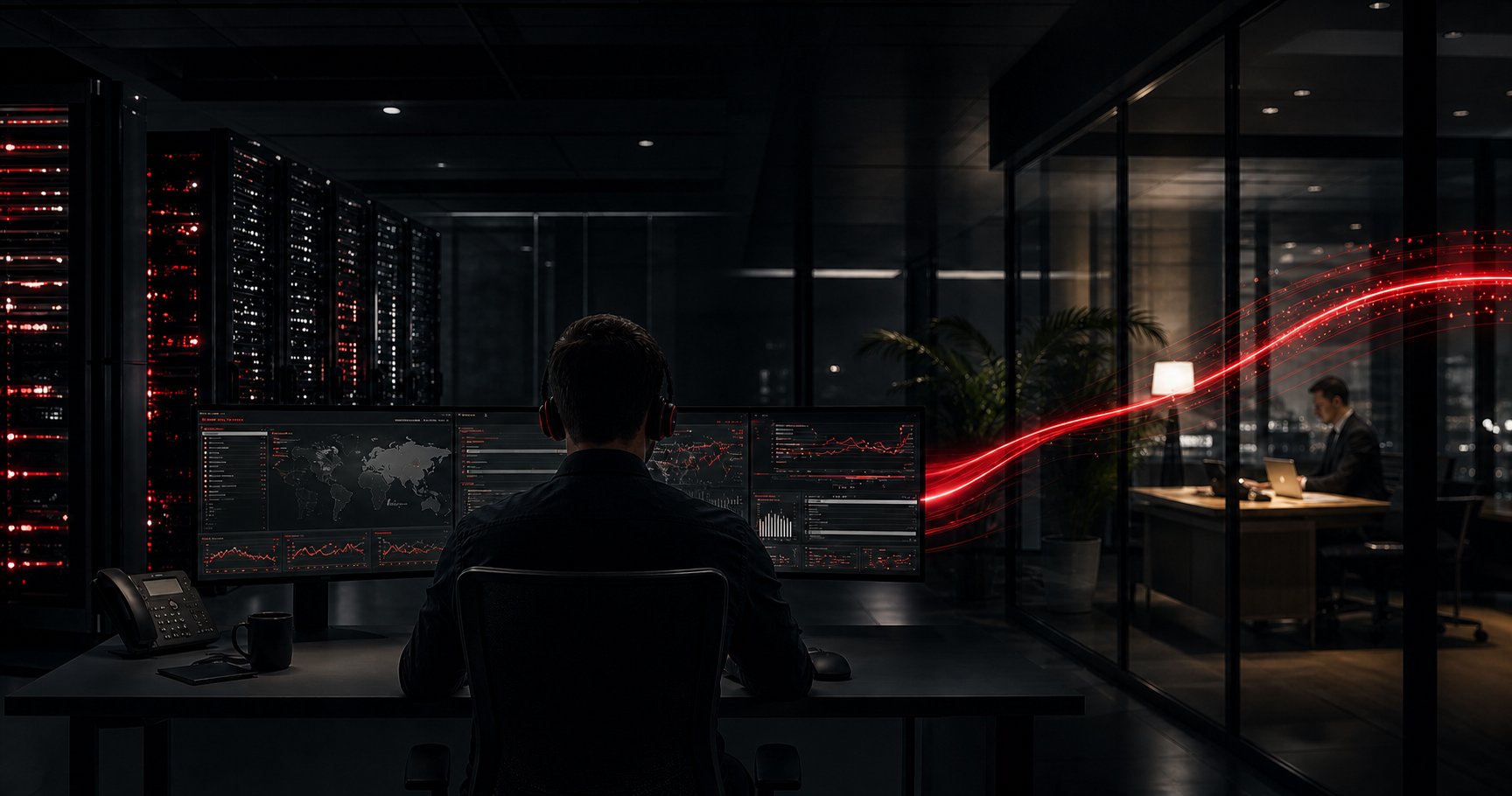 Tecnico IT che monitora server, rete e sistemi aziendali