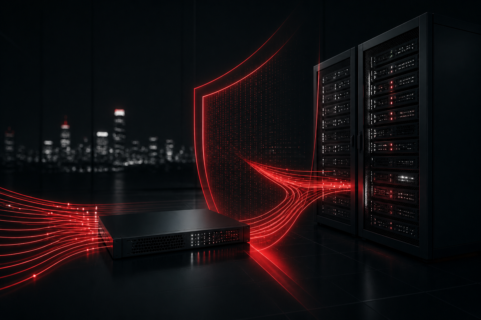 Server aziendali protetti da firewall e collegamenti sicuri
