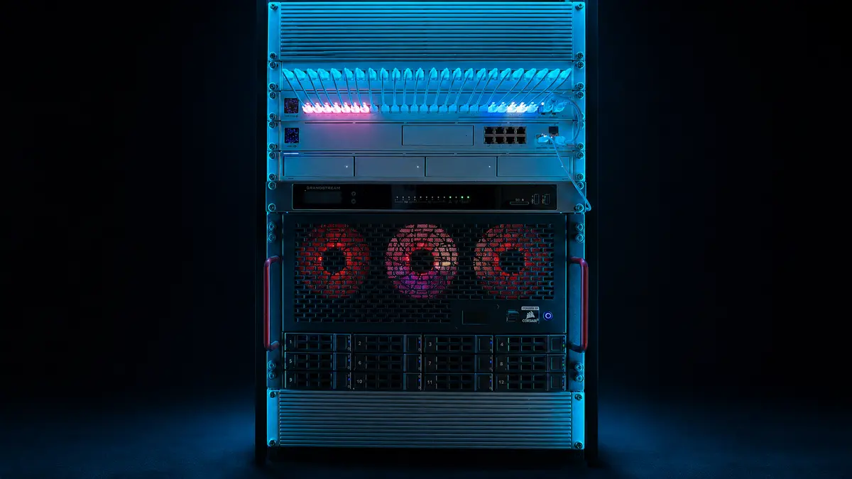 Rack Nerd Force One con porta in vetro e LED azzurri, Nerd Company
