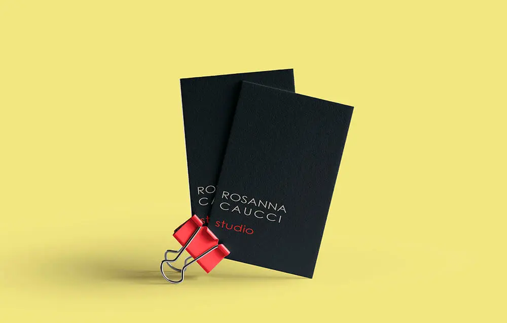 Mockup dei biglietti da visita Rosanna Caucci