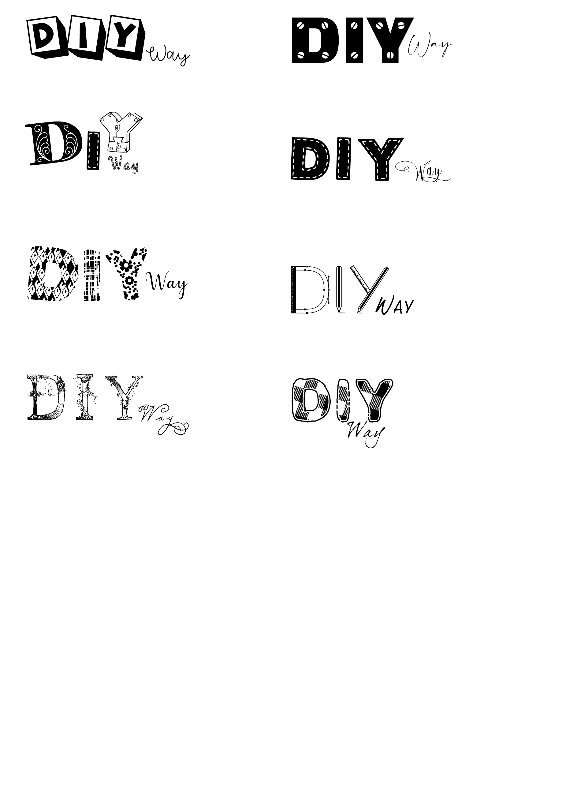 Tavola delle proposte grafiche per il logo DIwaY