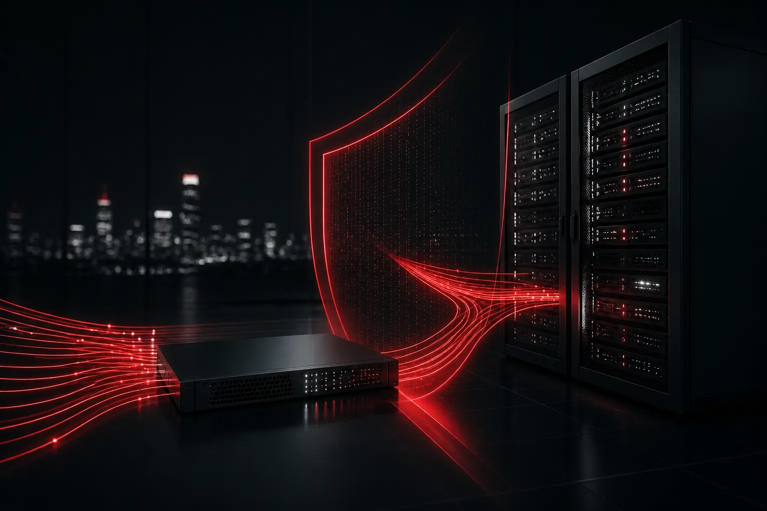 Server aziendali protetti da firewall e collegamenti sicuri